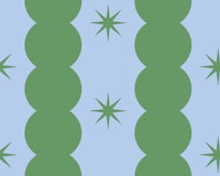 Bubble stripes with stars - blue green behang