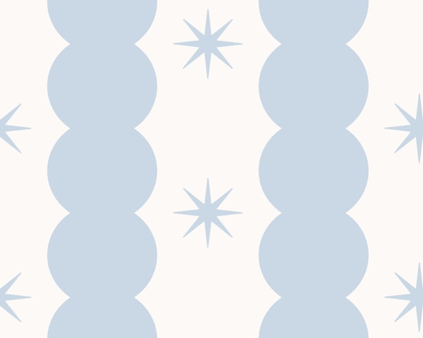 Playful bubble stripes with stars - soft blue