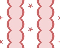 Playful bubble stripes with stars - red pink wallpaper