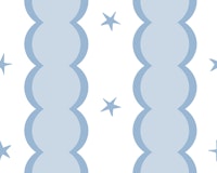 Playful bubble stripes with stars - blue wallpaper