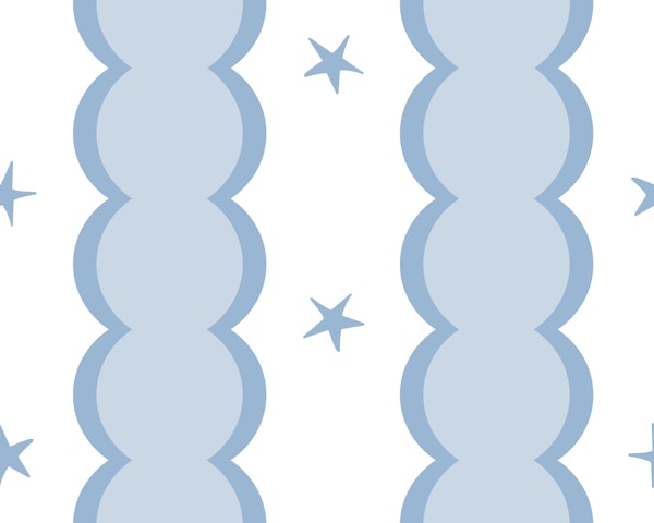 Playful bubble stripes with stars - blue