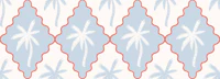 Scalloped diamonds with palms - red blue tapetit
