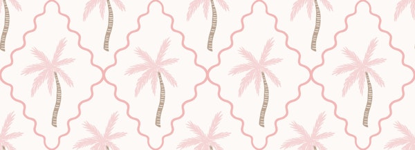 Scalloped diamonds with palms - soft pink