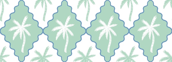 scalloped diamonds with palms - mint