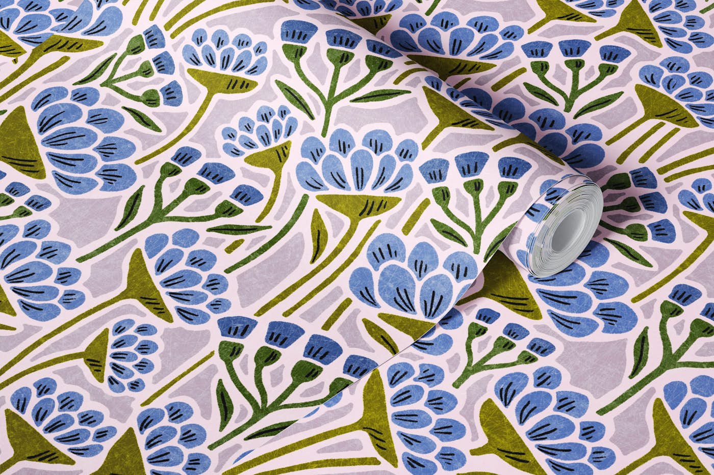 Hattie - light blue wallpaper roll
