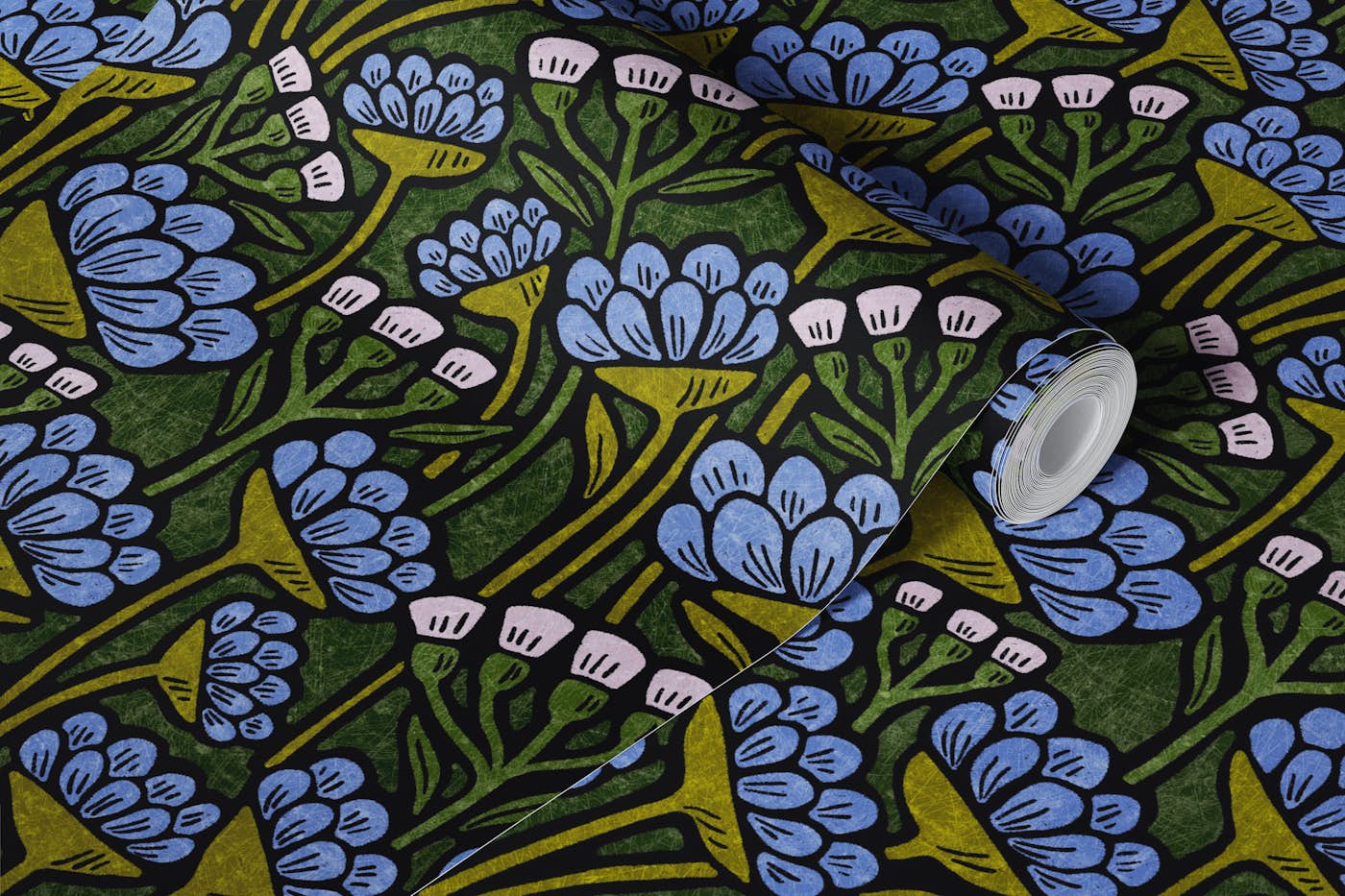 Hattie - dark green wallpaper roll