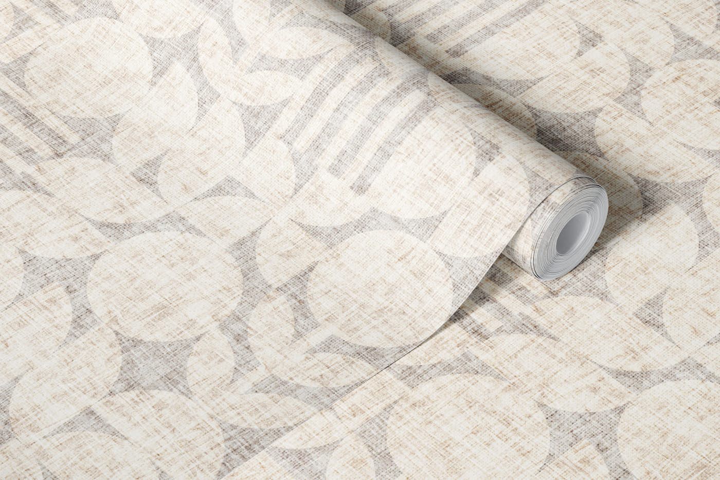 Scandi Texture Block Print Neutral Boho Slate wallpaper roll