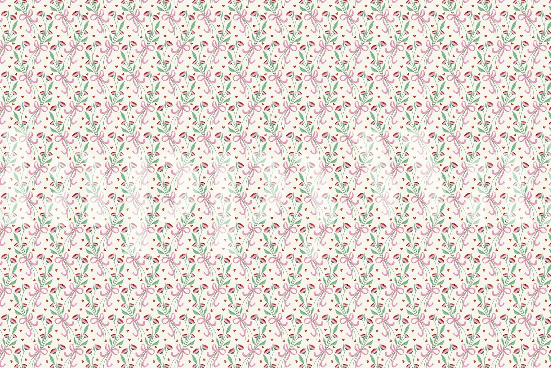 Flower Bouquets and Hearts wallpaper design