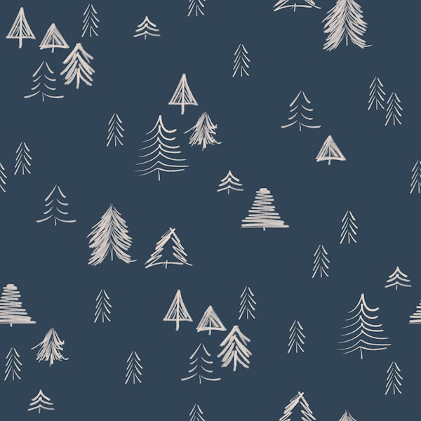 Minimal Nordic Pine Forest | Indigo Dark Blue