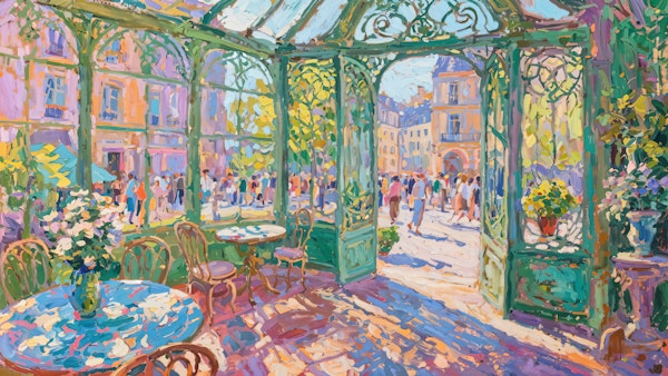 Sunlit Parisian Cafe
