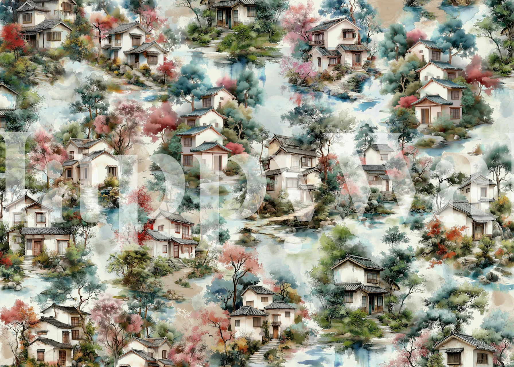 Kasaka wallpaper featuring serene landscapes and homes.
