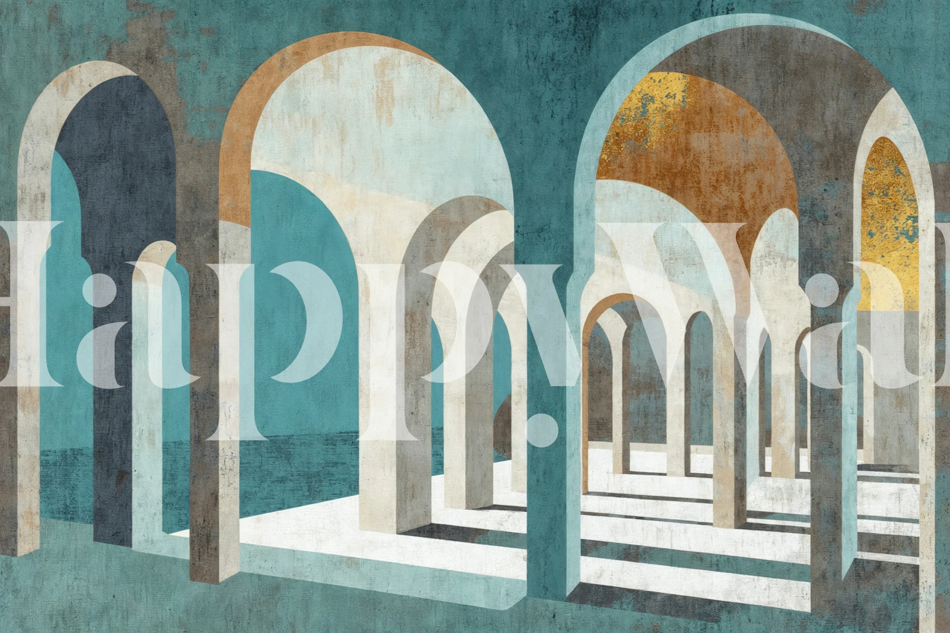 Nocturnal Moroccan Arches wallpaper in a room