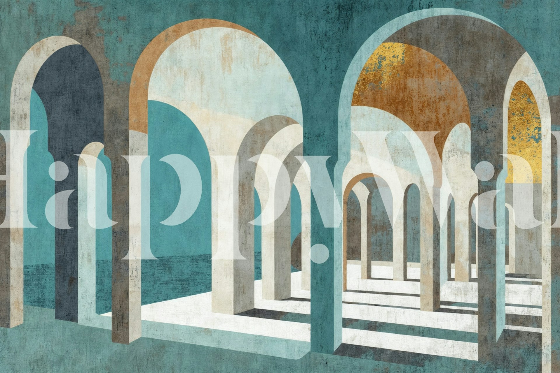 Nocturnal Moroccan Arches wallpaper in a room