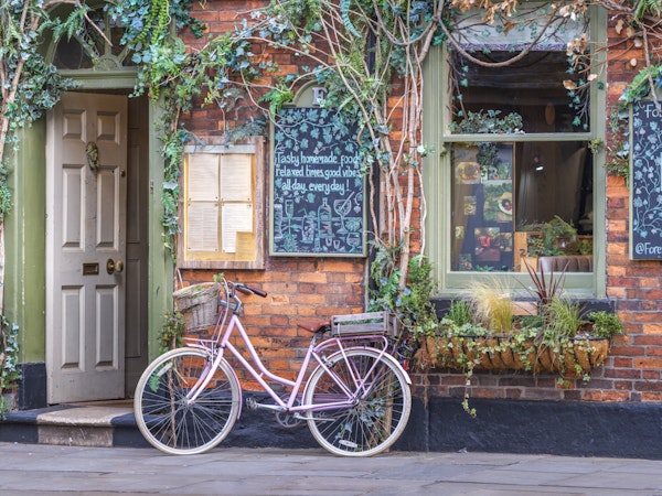 Cozy Cafe with Pink Bicycle