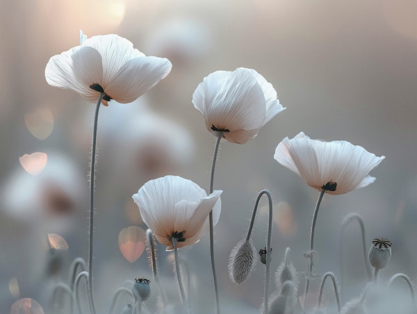 Whimsical White Poppies