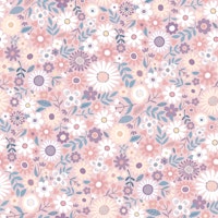 Daisy Ditsy - white and lilac on pink - small wallpaper
