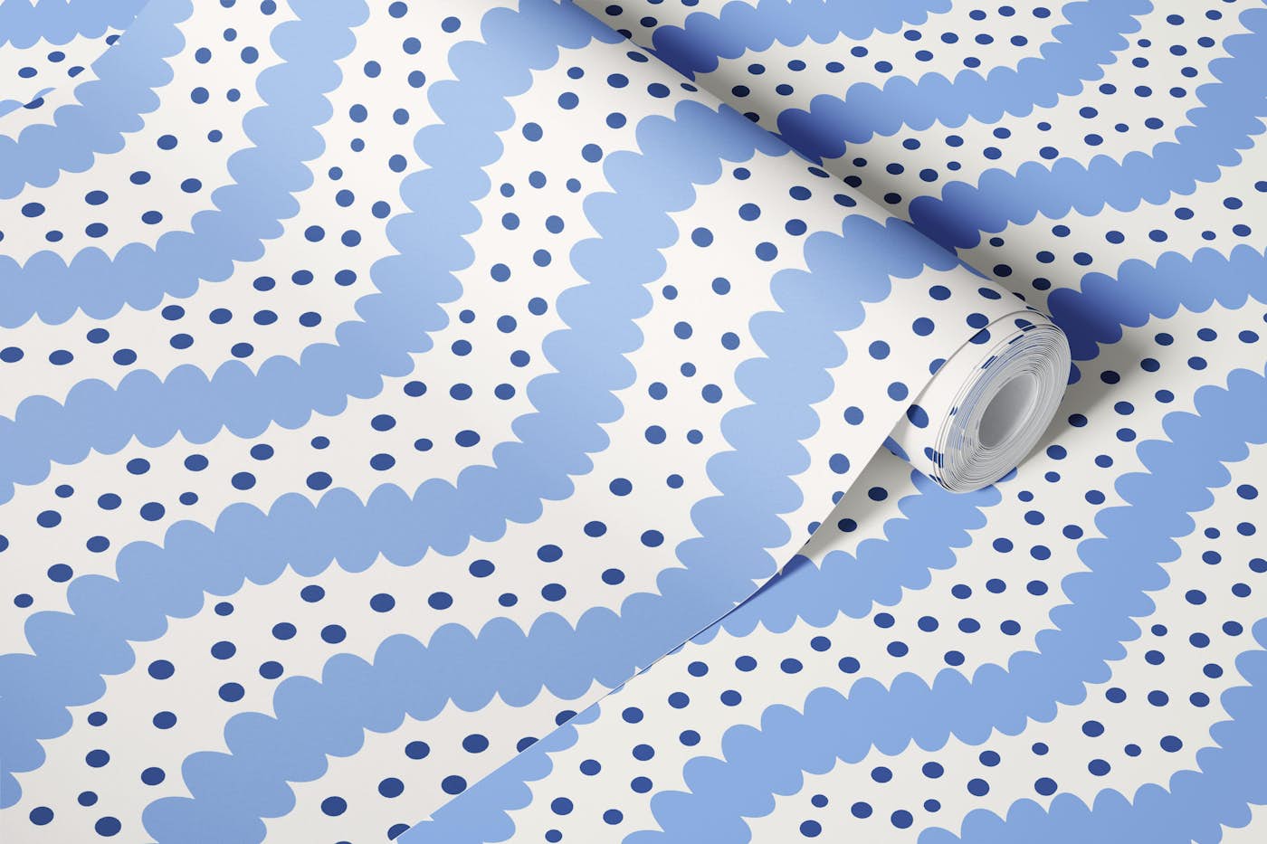 Squiggly Wiggly lines - blue wallpaper roll