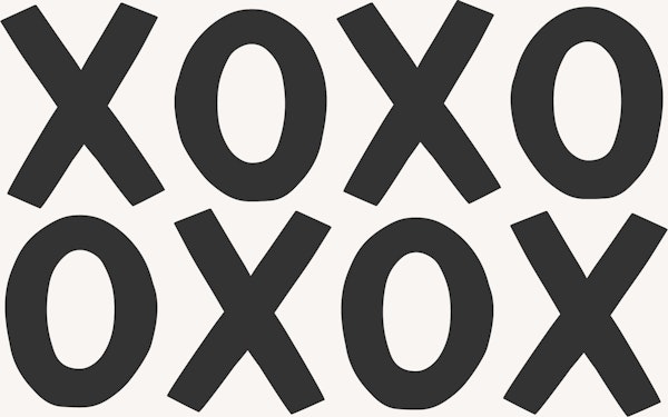 xoxo - charcoal and cream