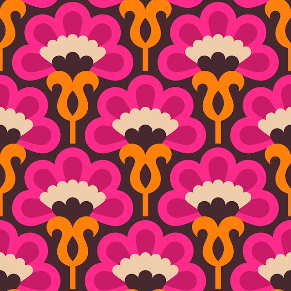 Retro Bloom Symphony - Bright Purple