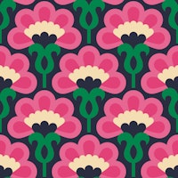 Retro Bloom Symphony - Vibrant Pink Green tapete