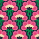 Retro Bloom Symphony - Vibrant Pink Green