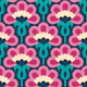 Retro Bloom Symphony - Vibrant Pink Blue