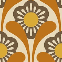 Mid-Century Flower Power in Orange Brown - S papel de parede