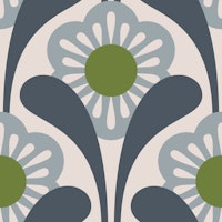 Mid-Century Flower Power in Gray Green - S papel de parede
