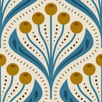 Vintage Berry Delight in Blue Gold - L carta da parati