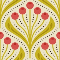 Vintage Berry Delight in Green Pink - S carta da parati