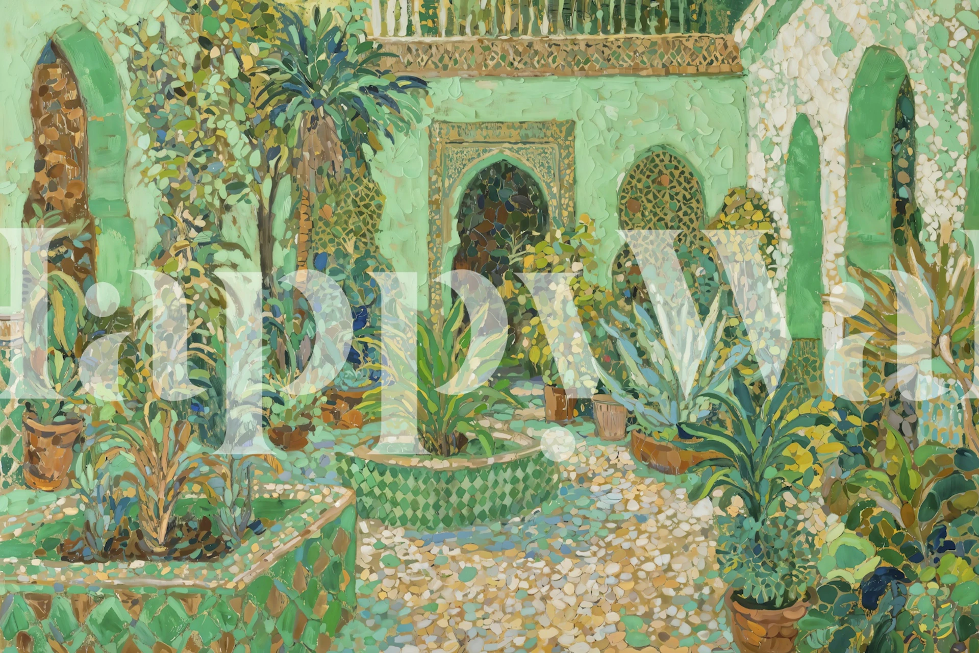 Tropical Oasis Retreat-behang in een kamer