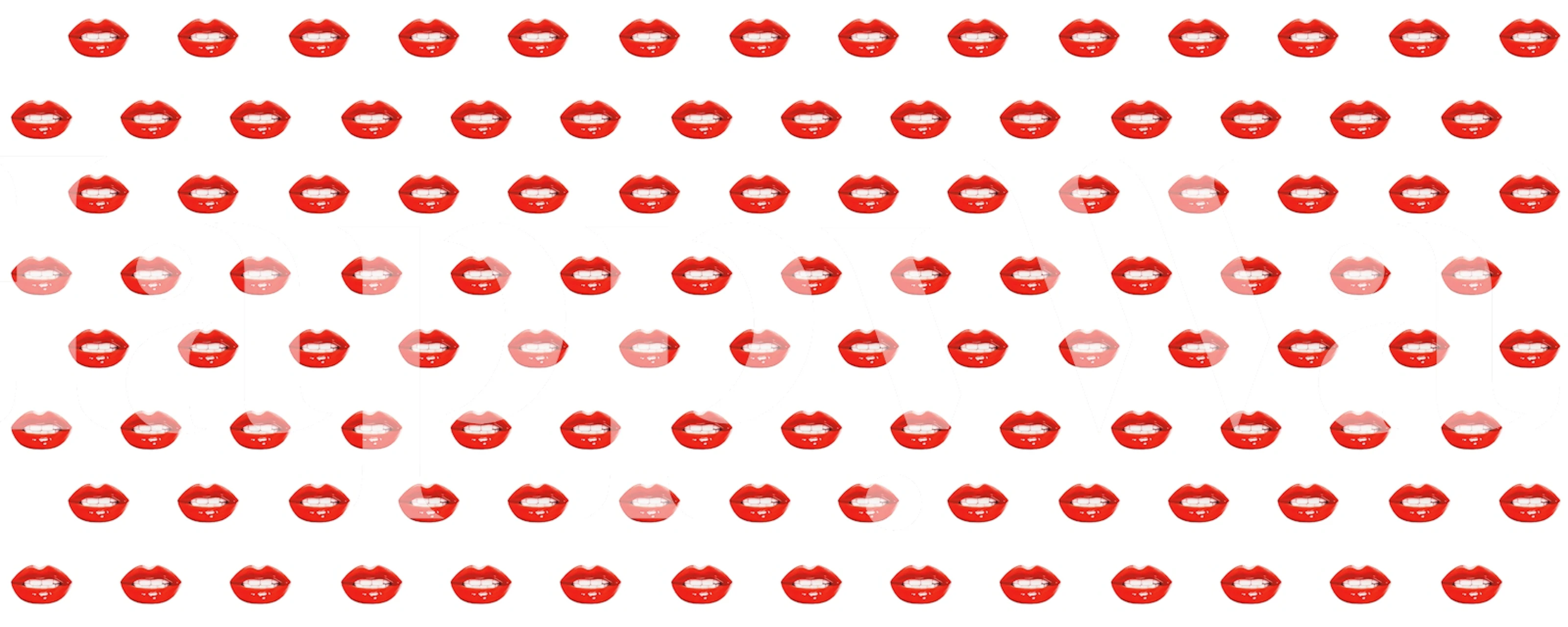 Red lips pattern on white background wallpaper