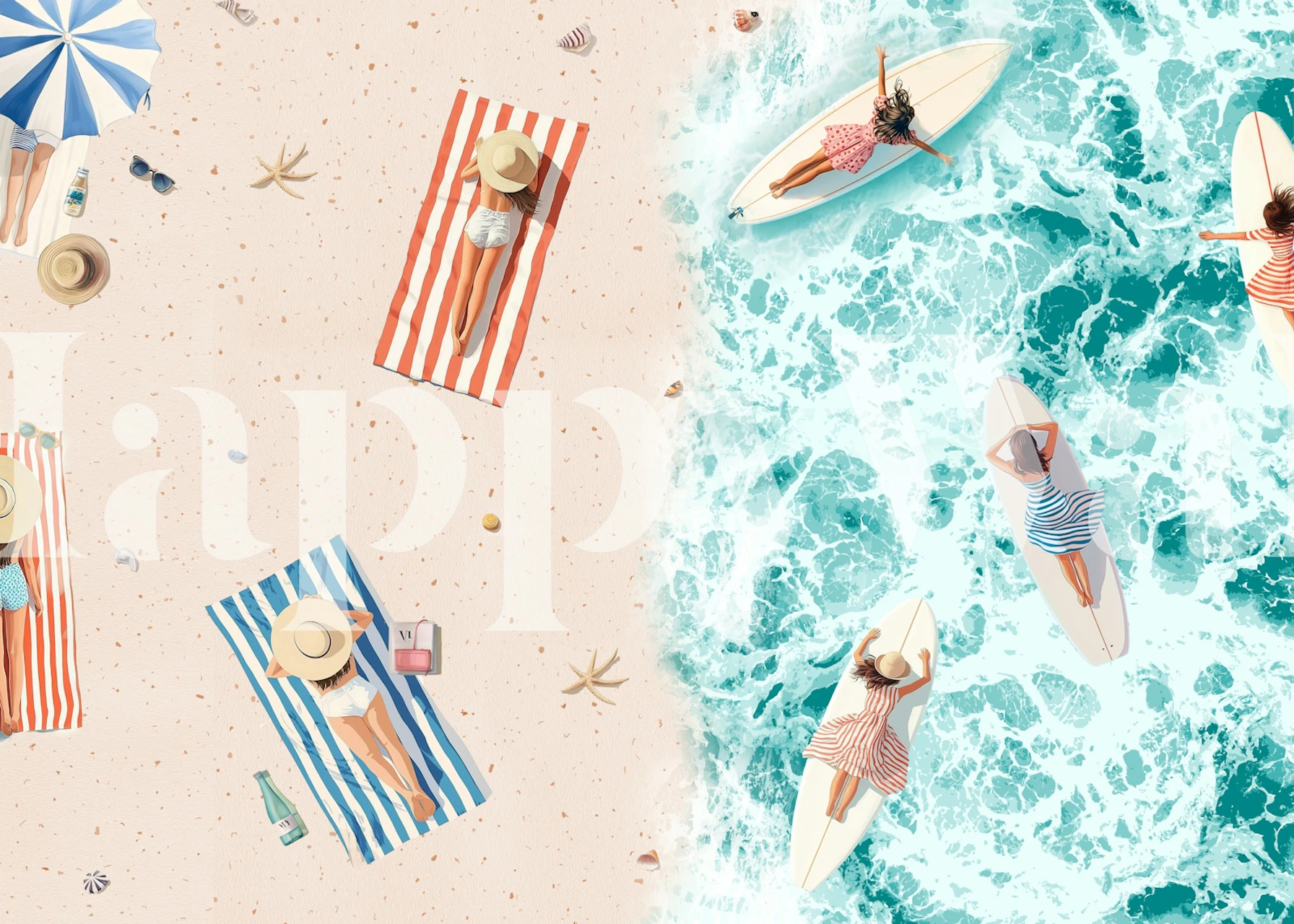 Sunnyday wallpaper featuring beach and surfing scene