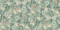 Midsummer bloom on green - blue and pink tapete