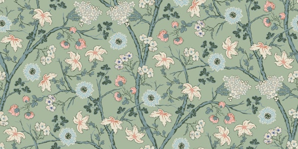 Midsummer bloom on green - blue and pink