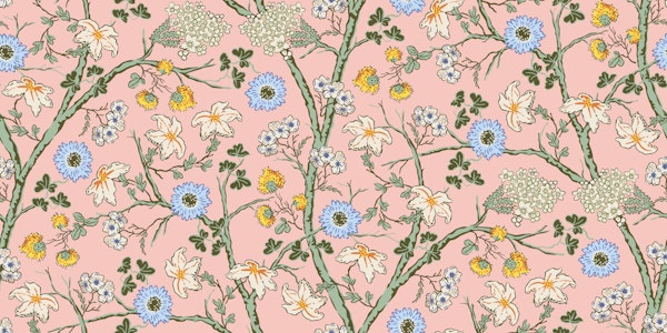 Midsummer bloom on pink - Blue and yellow