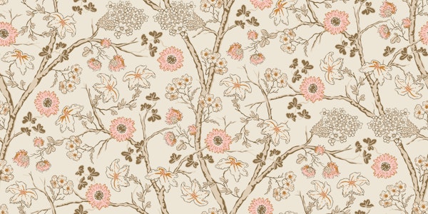 Midsummer bloom on beige - brown and pink