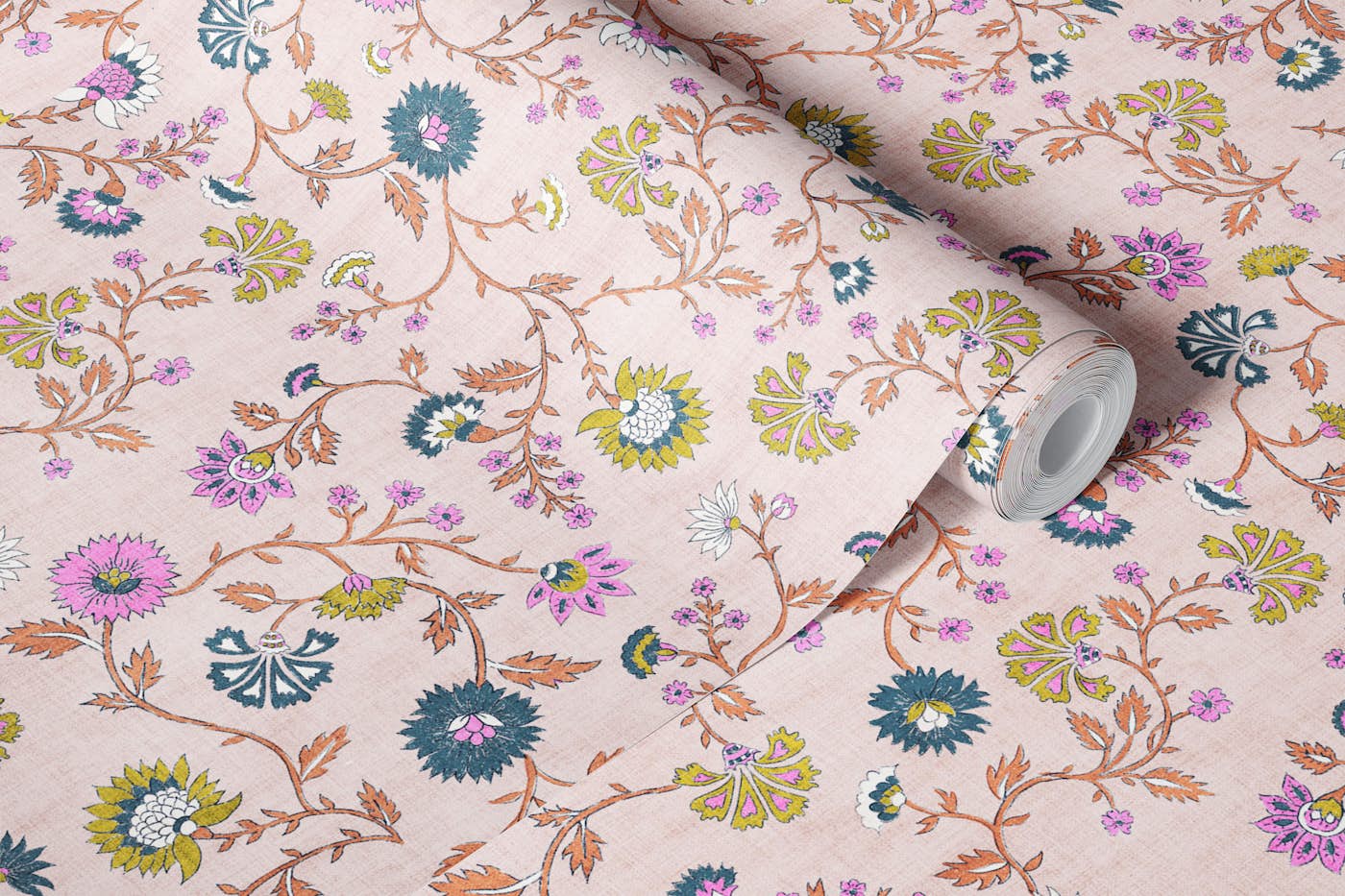 Jaipur French Country Dusty Pastel Pink wallpaper roll