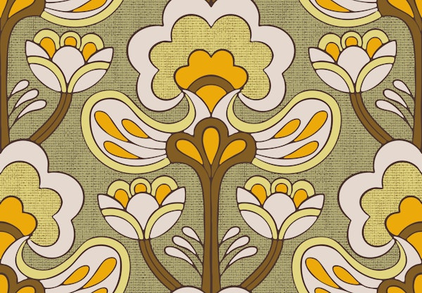 Retro Bloom Rhapsody ochre yellow