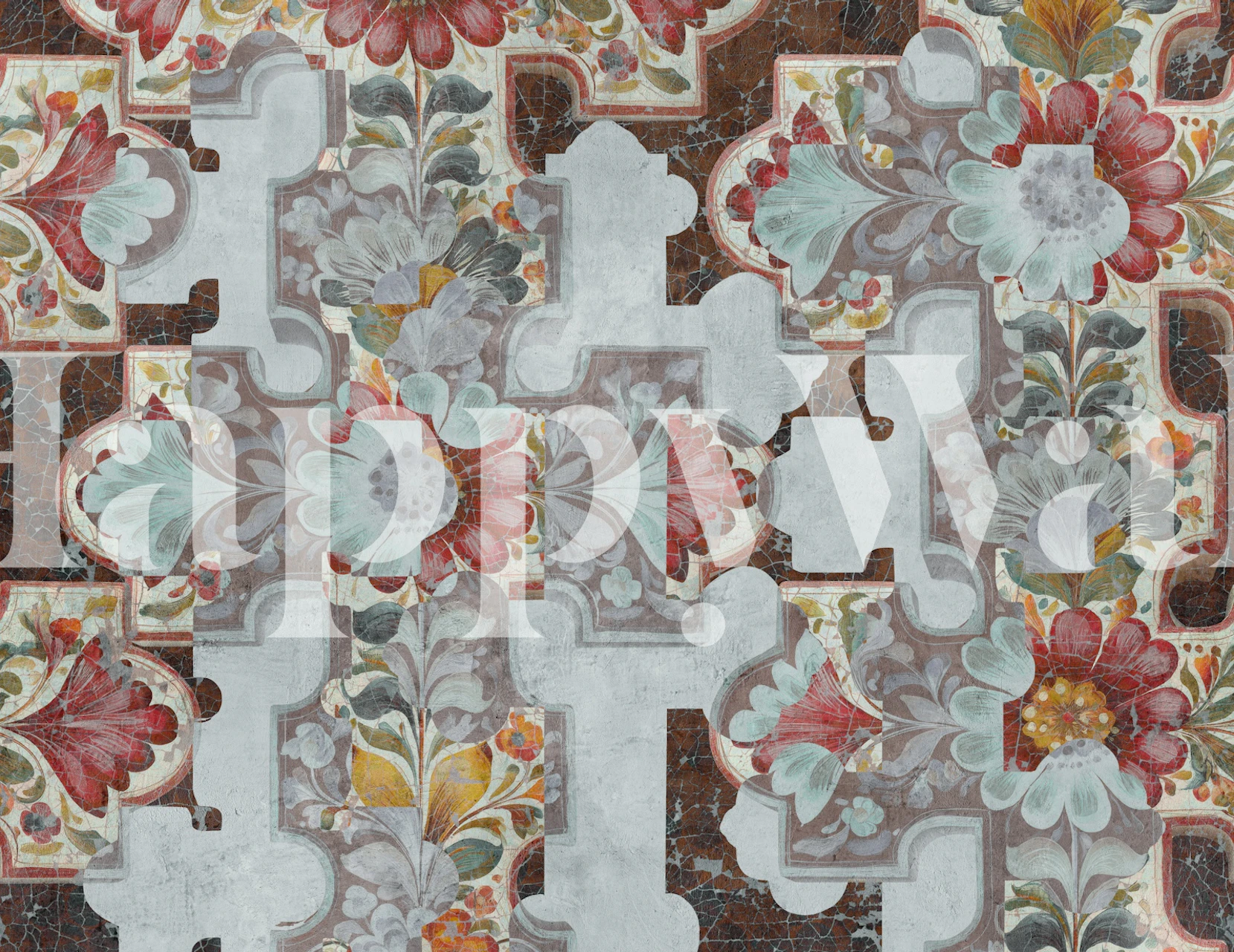 Antique floral pattern in muted colors with intricate designs wallpaper
