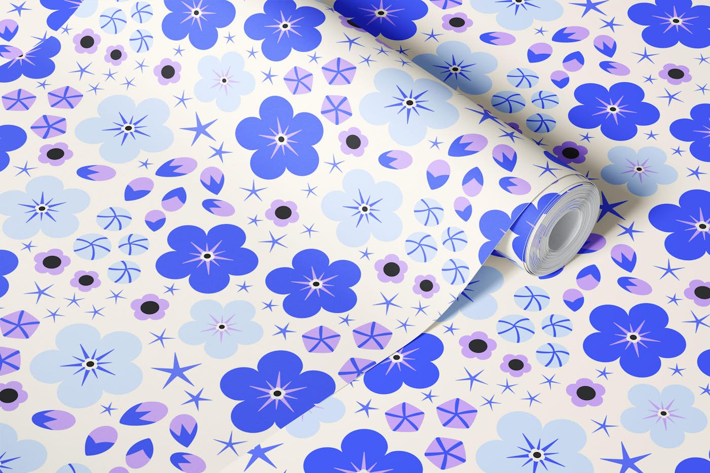 Forget Me Not Starry Repeat Pattern wallpaper roll