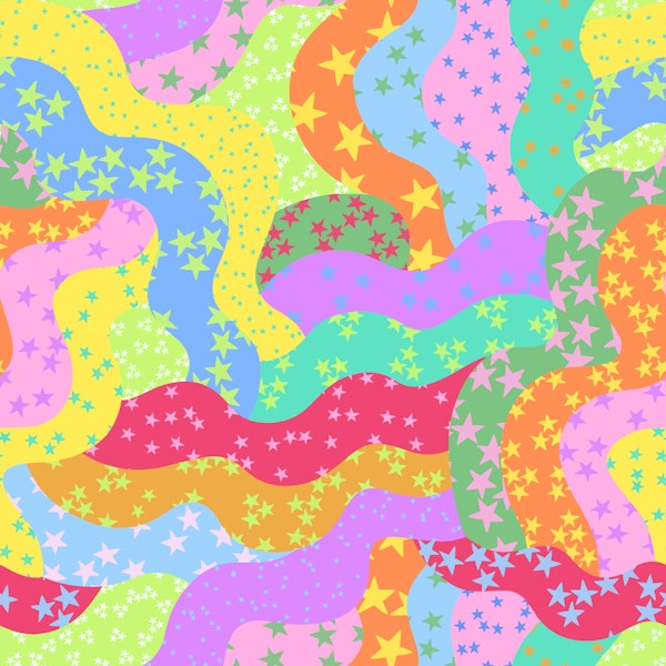 Rainbow coloured stripes with stars