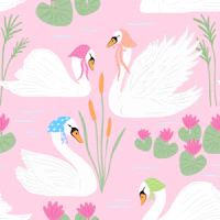 Cute pastel swans in lake wallpaper