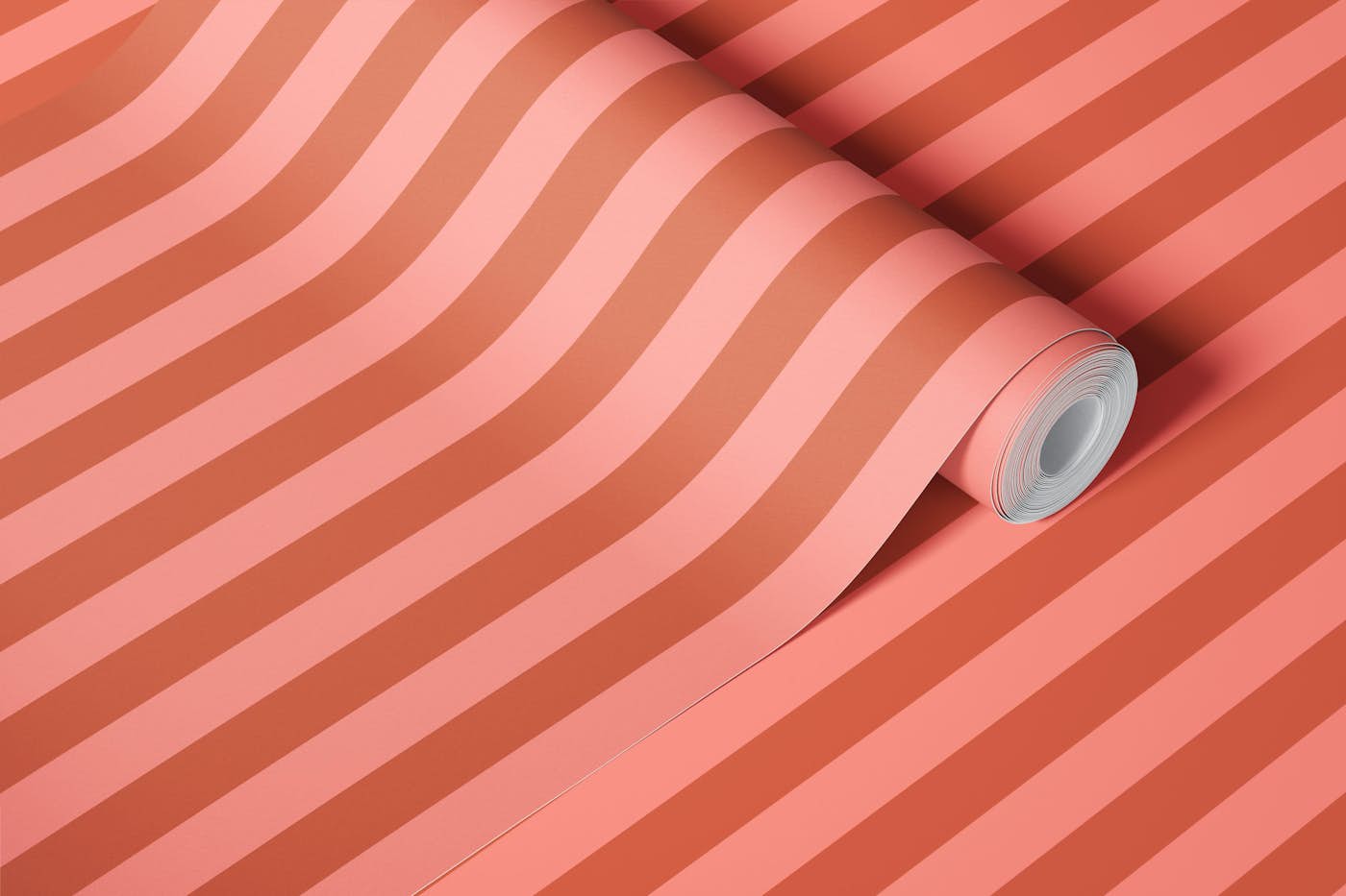 Reddish Brown and Pink Medium 70s Stripes wallpaper roll