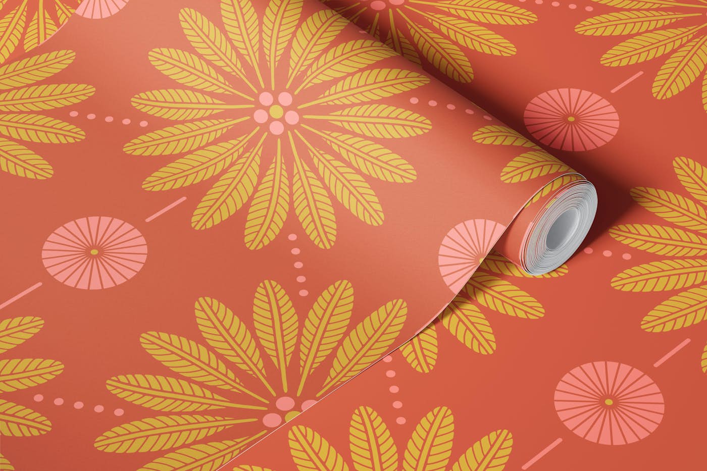 Palm Terrace - Reddish Brown wallpaper roll