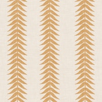 Gold Fern Leaf Stripe on Parchment Linen tapete