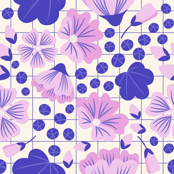 Wild Mallow Garden Repeat Pattern