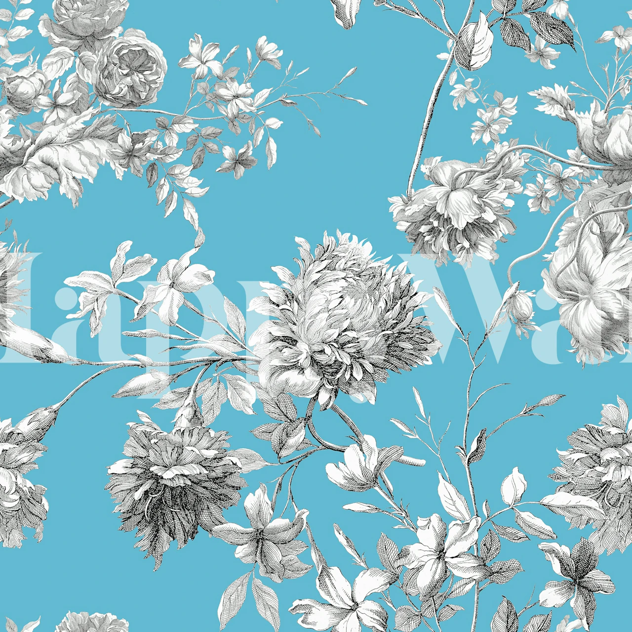 Blue Day floral wallpaper in a room