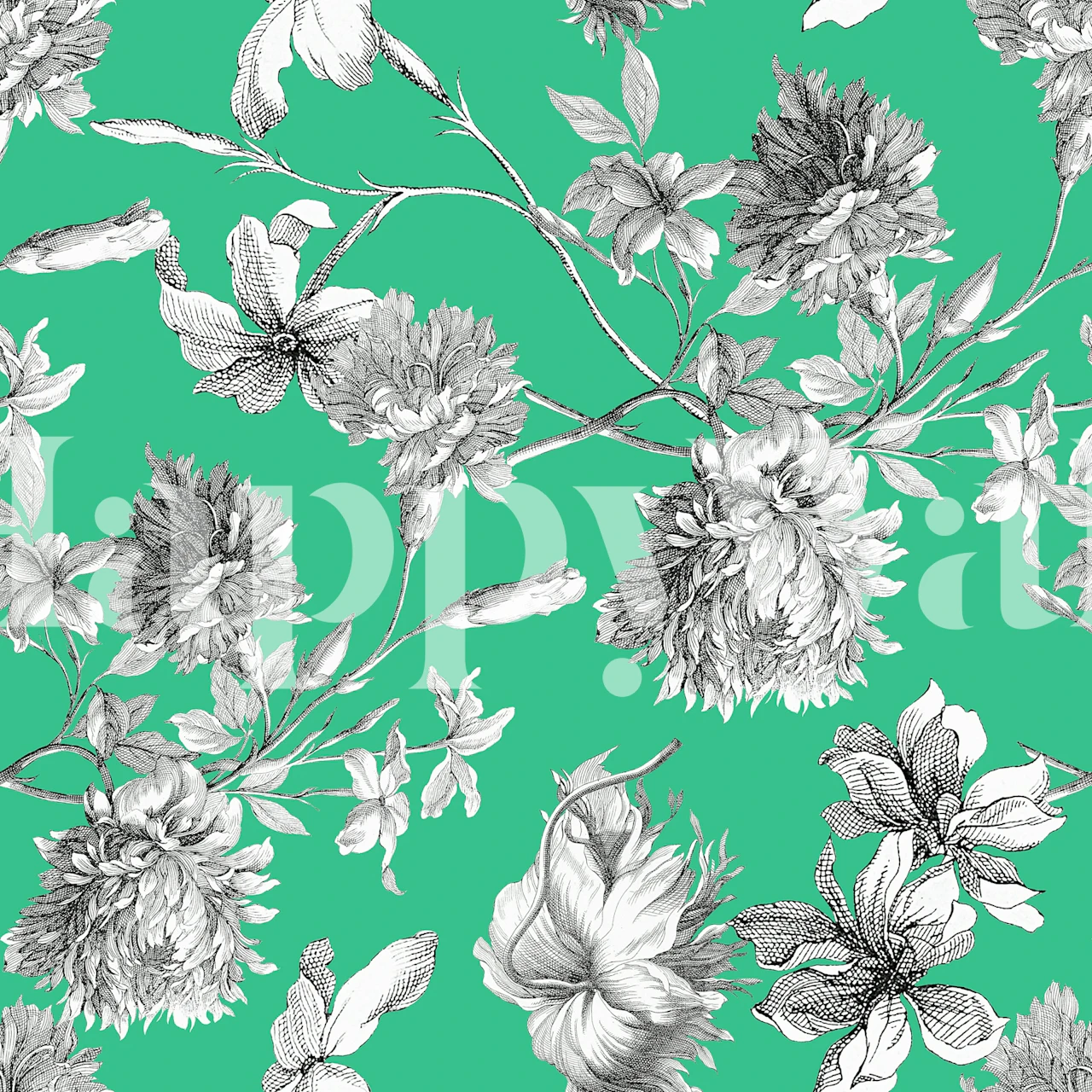 Vert Vert floral wallpaper in a room