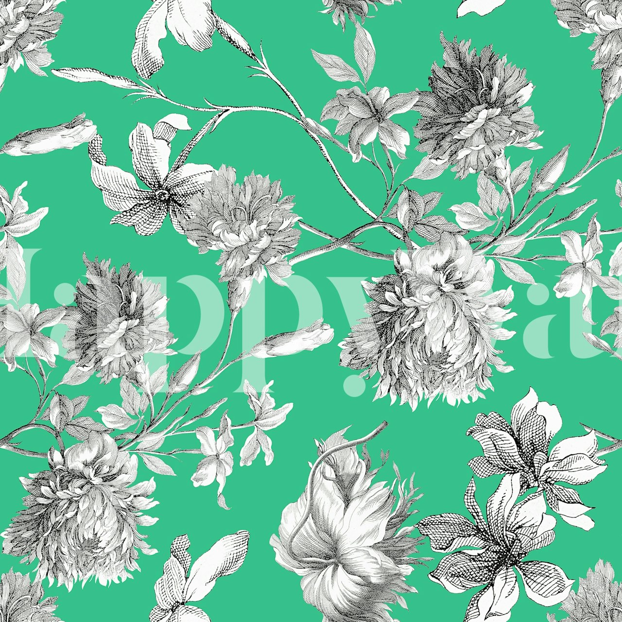 Vert Vert floral wallpaper in a room